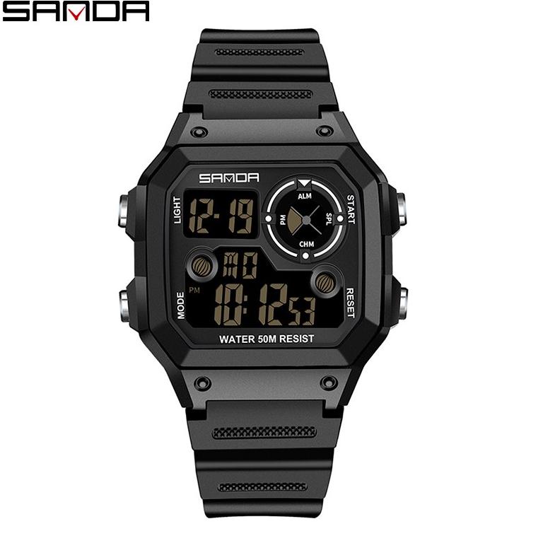 HARGA BERSAHABAT SANDA 418 Jam Tangan Pria Digital Tali Rubber Chronograph Anti Air CURRENOS