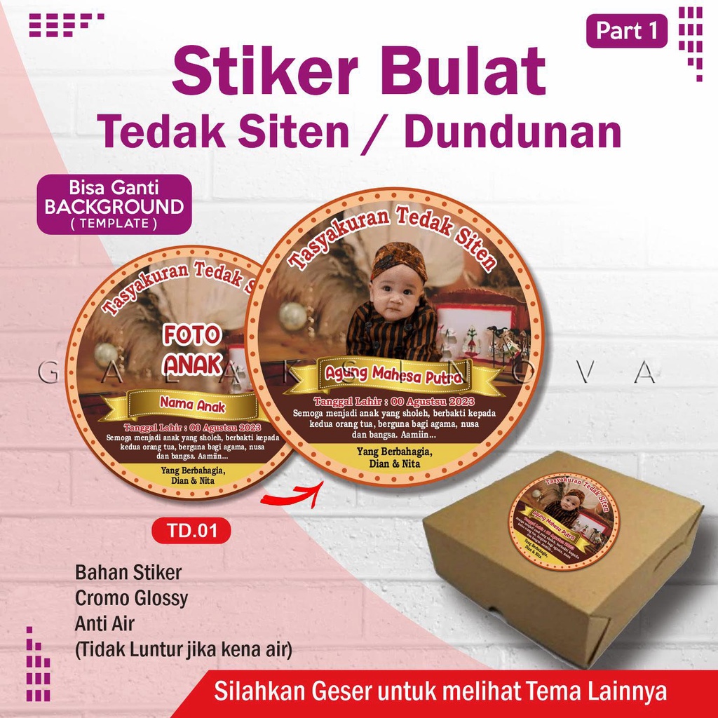 

Stiker Tedak Siten - Stiker Dun"an - Stiker Cromo Glosy