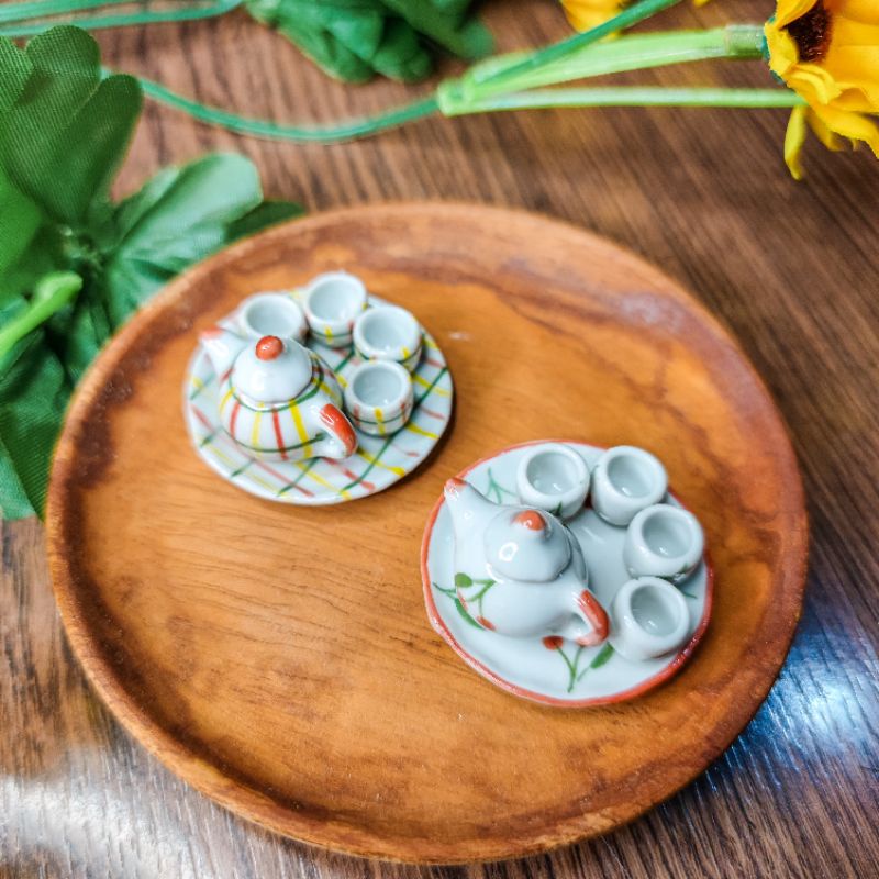 MINIATUR 1:12 TEH CANGKIR SET (4 x 4 cm) TEA CUP SET MAINAN KERAMIK