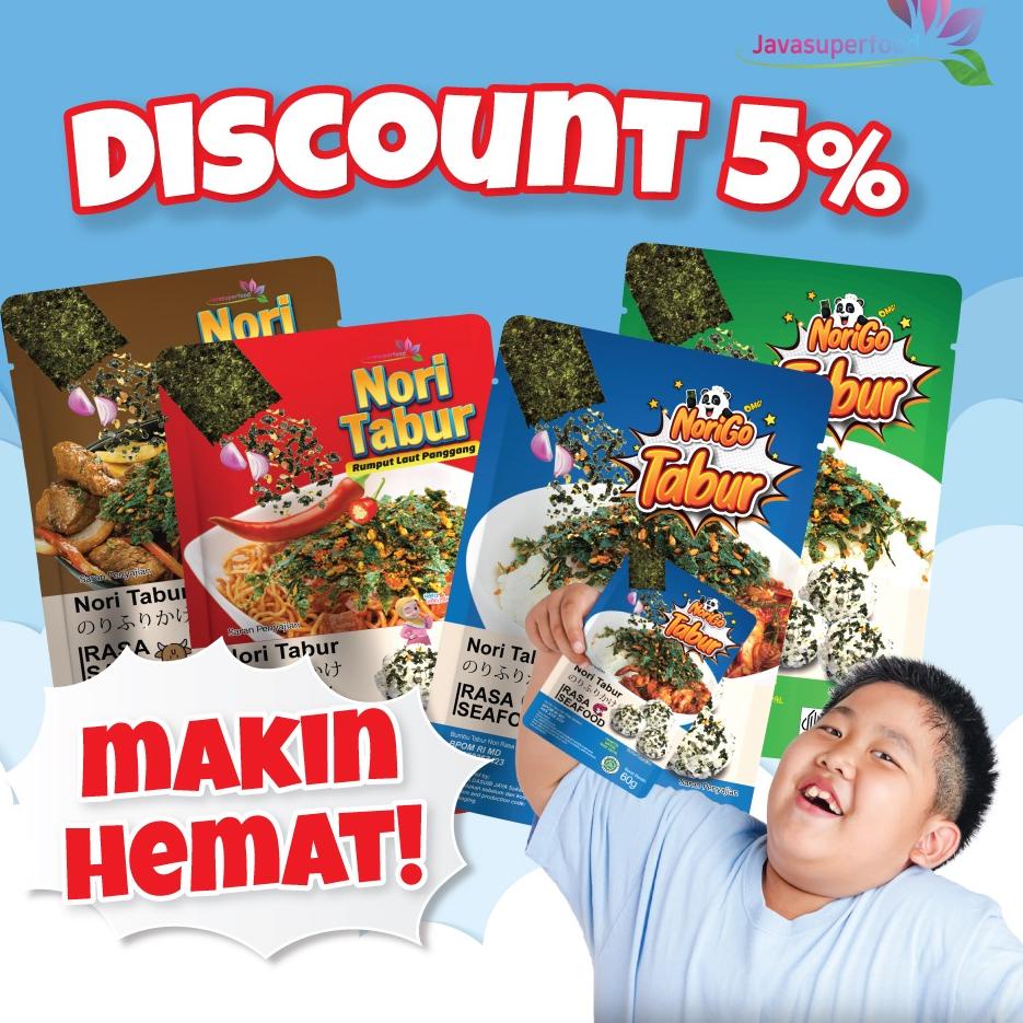 

♠ [Paket Promo] Nori Tabur Rumput Laut Panggang - Original, Sapi, Pedas, seafood 60g ○