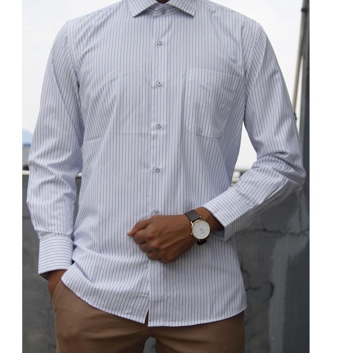 

➳ Kemeja Kerja Formal STANLEY ADAMS Reguler Fit Putih Biru Salur Lengan Panjang 05 Ukuran Big Jumbo Size S M L XL XXL XXXL 2XL 3XL 14.5 15 15.5 16 16.5 17 ✥