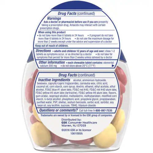 Tums with Gas Relief Chewy Bites Lemon &amp; Strawberry Antacid Antigas