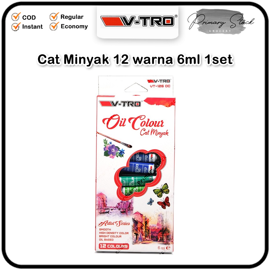 

Cat Minyak Lukis Kanvas 1 Set 6ml V-tro Vtro Oil Colour Vitro Color 12 Warna 6 ml