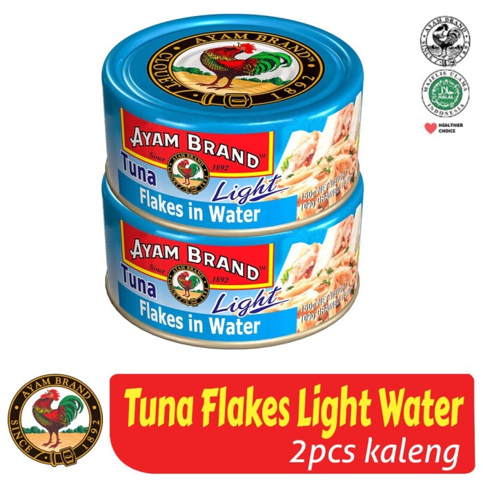 

IKAN TUNA KALENG FLAKES LIGHT IN WATER AYAM BRAND 150GR ISI 2 PCS