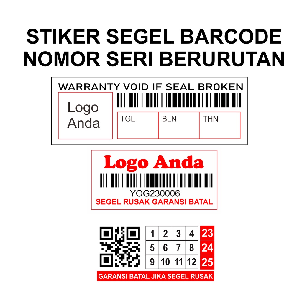 

Cetak Express SEGEL GARANSI BARCODE NOMOR SERI BERURUTAN