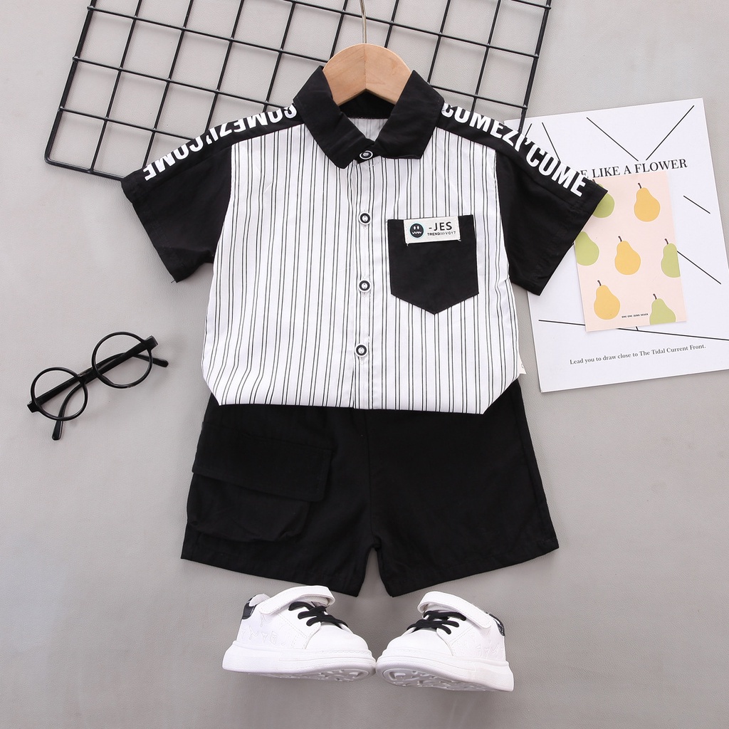 LittleAaron SET SALUR JES EBV Setelan Bayi Laki-laki Lengan Pendek Baju Anak Laki Laki