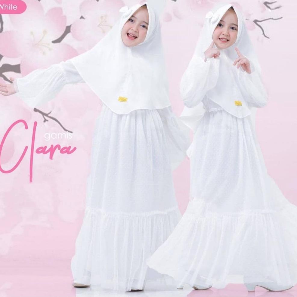 VIRAL Baju Muslim Anak Perempuan / Gamis Syari Anak Putih Usia 3 4 5 6 7 8 9 10 Tahun