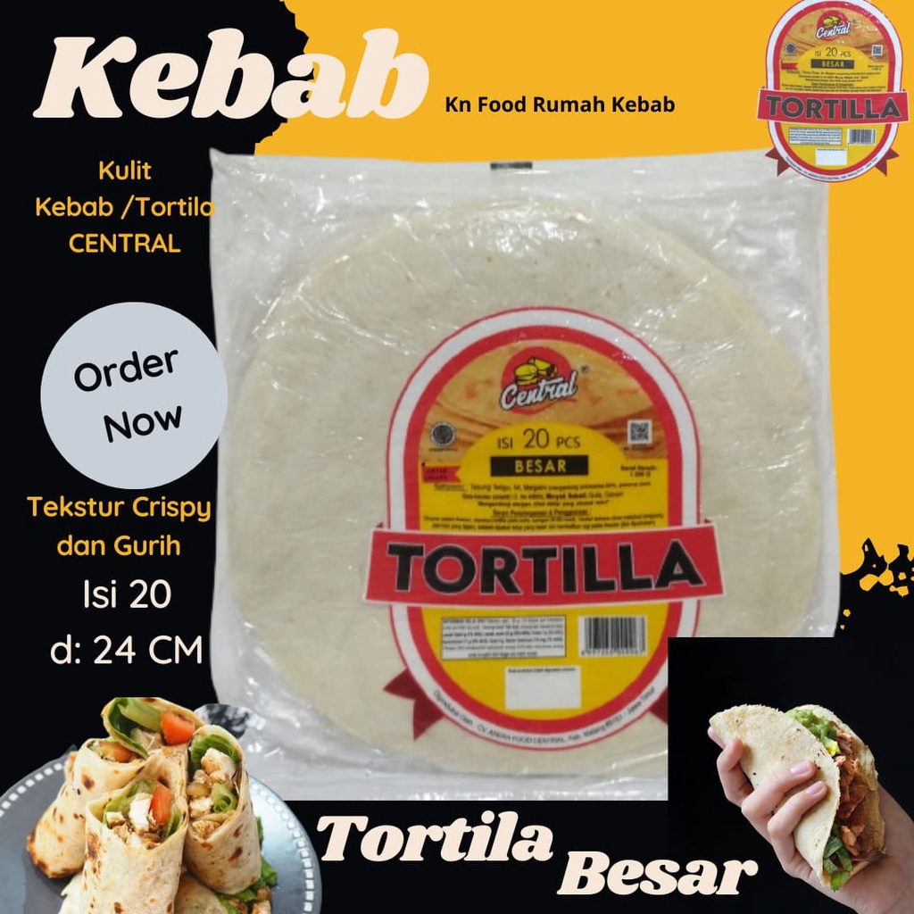 

Tortila Kebab CENTRAL Diameter 24 cm-Size Besar Kulit Kebab CENTRAL