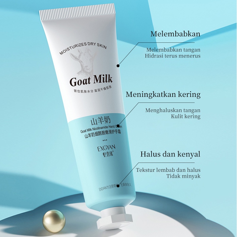 Goat Milk Hand Cream Niacinamide Susu Kambing Meremajakan Krim tangan Handbody whitening 30g Krim Tangan Anti Penuaan Kering Keriput Kasar Anti Keriput