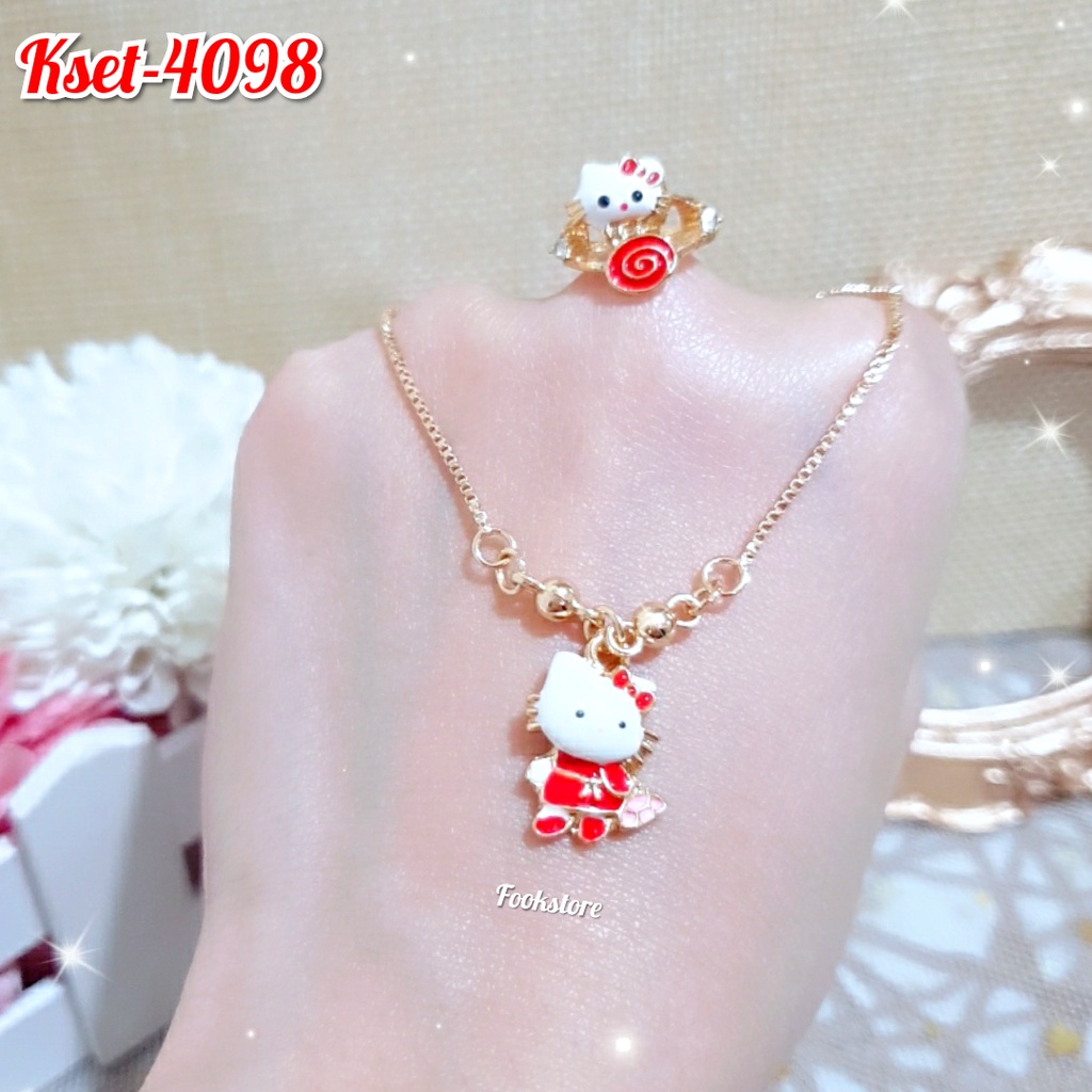 COD SET kalung Kitty &amp; Cincin Kitty ANAK