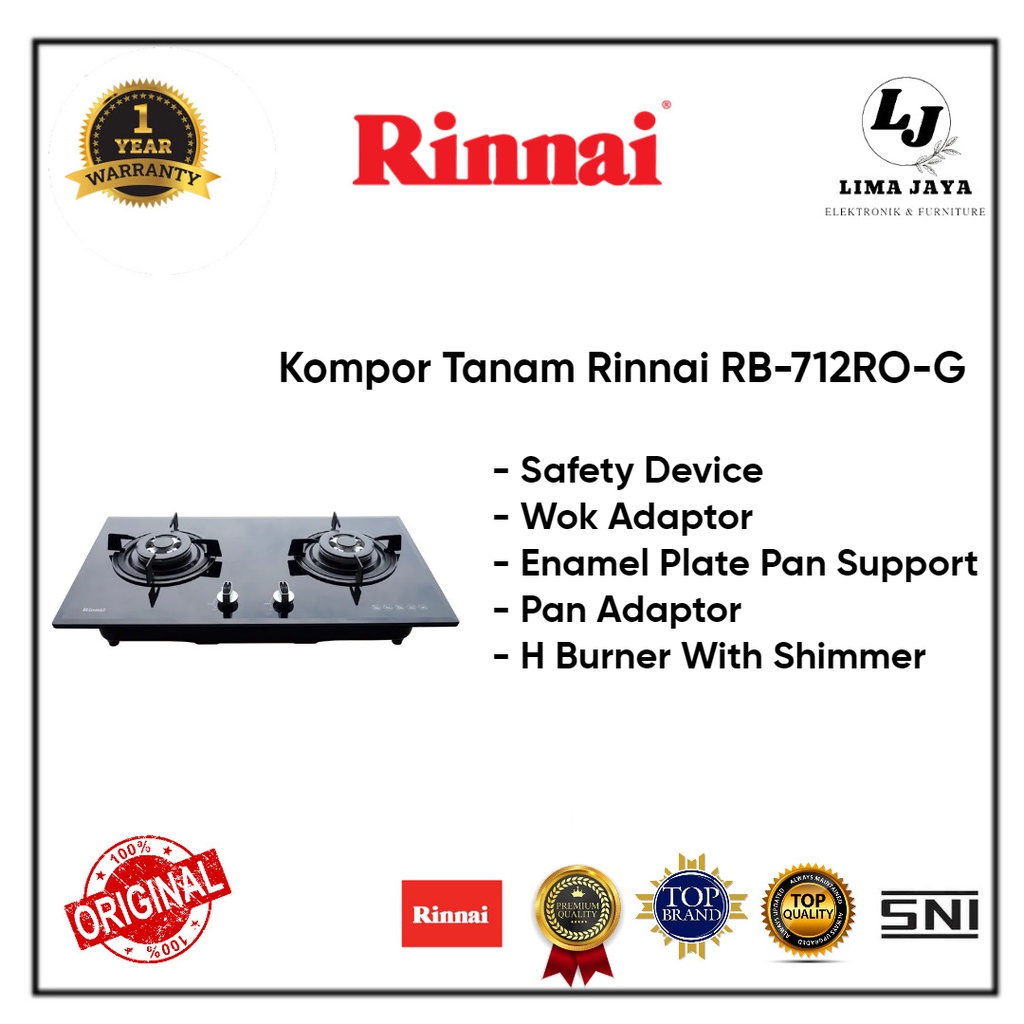 Kompor Gas Tanam 2 Tungku Rinnai RB-772-RO-G Kompor Tanam Rinnai
