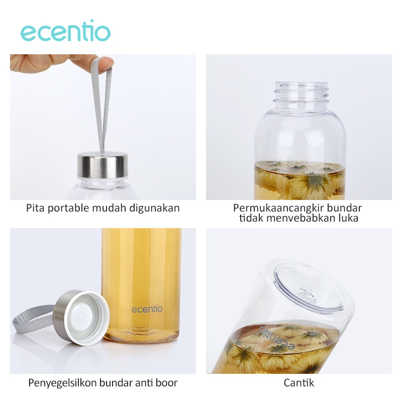 [Bayar Di Tempat]ecentio Botol Minum Botol Air 500ML Bottle BPA free Tempat Minum bening polos