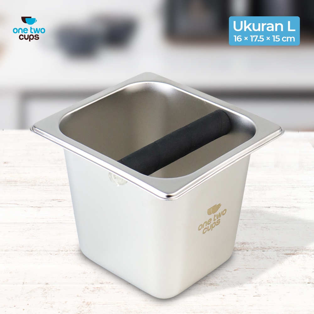 One Two Cups Wadah Ampas Kopi Espresso Knock Box Container L - FENLXL - Silver