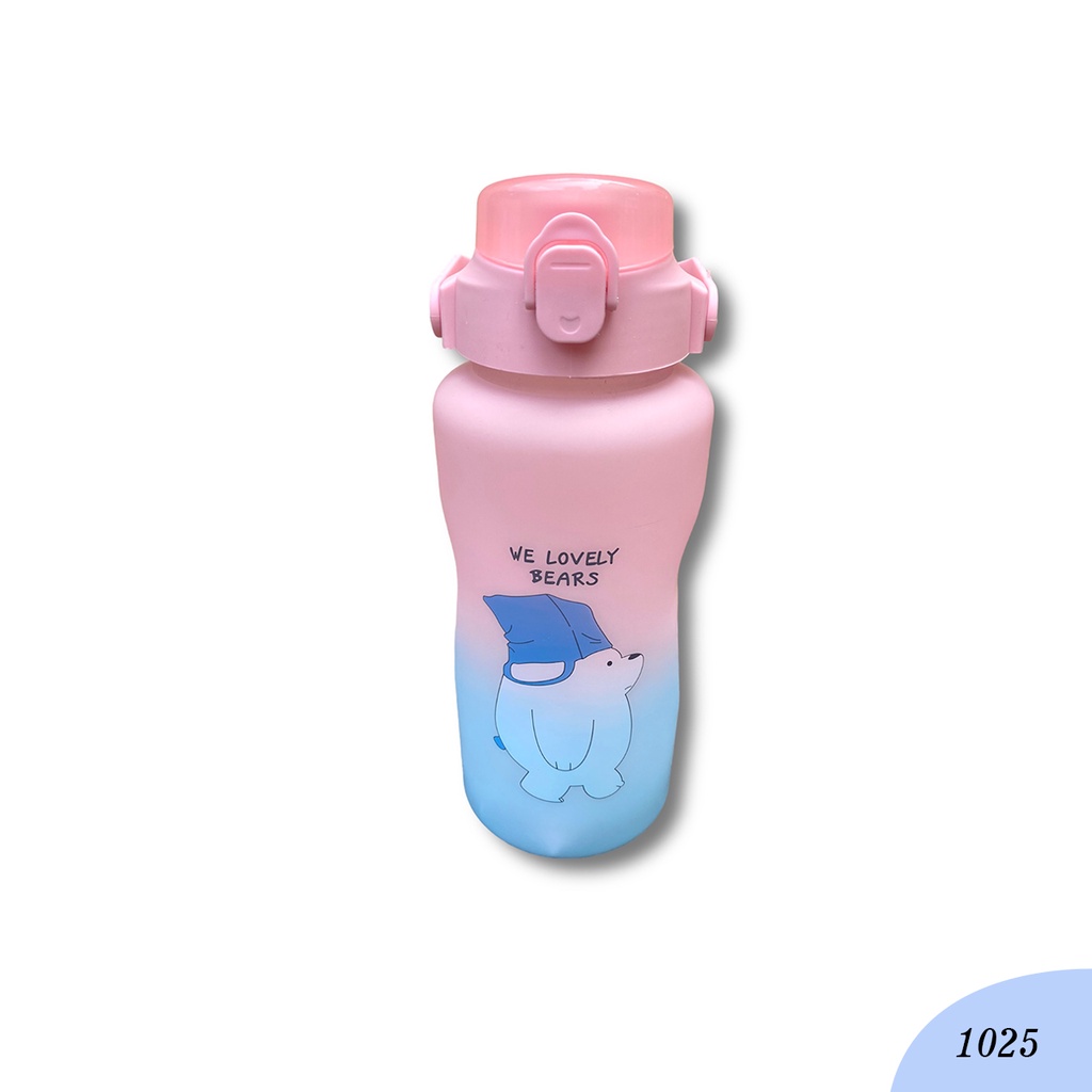 Botol Minuman We Babe Bears Free Sticker 2D &amp; 3D Kode 1025 Food Grade Bebas BPA Ukuran 2 Liter Botol Minum Viral Motivasi Dengan Penanda Waktu-Botol Couple Pasangan Gradasi Anti Bocor Awet Tahan Lama