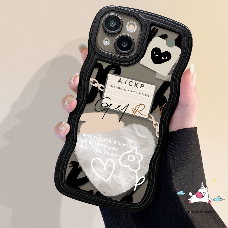 Ins Graffiti Cinta Hati Comme des Garcons Case Realme C55 C53 10 C12 C15 C33 C30 C11 C21Y C25 C35 C25s C25Y C20 C3 C17 9i 6i 5i 5 9 8 8i 8pro 7 7i C1 Bunga Wavy Edge Lembut Sarung