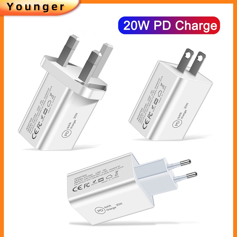 Pd Fast Charging 20W Travel Head 20W PD Charger Handphone Kepala Pengisian Cepat PD Adaptor Dinding Untuk i-Phone Tipe C