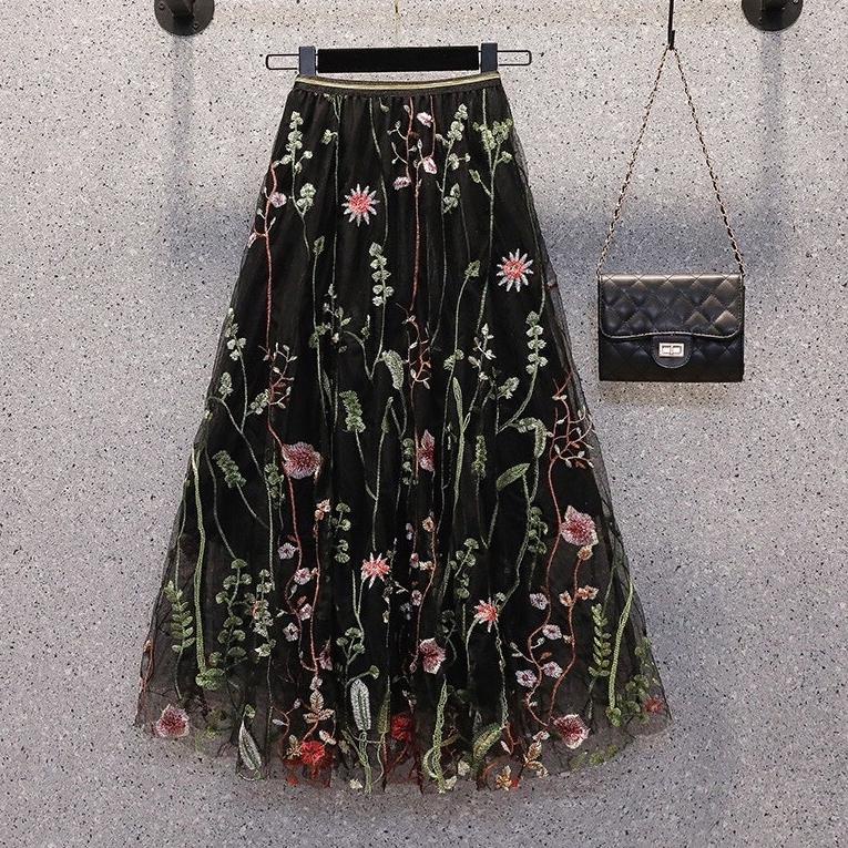 BEST SELLER Rok Tutu 3D Import / Maxi Skirt Motif Bunga Timbul