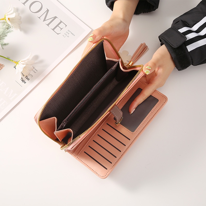 TASBLUE Dompet wanita long zipper fashion coin wallet fashion wallet multifungsi folding wallet JJ-912 imported thin type ladies folding wallet Dompet tombol panjang