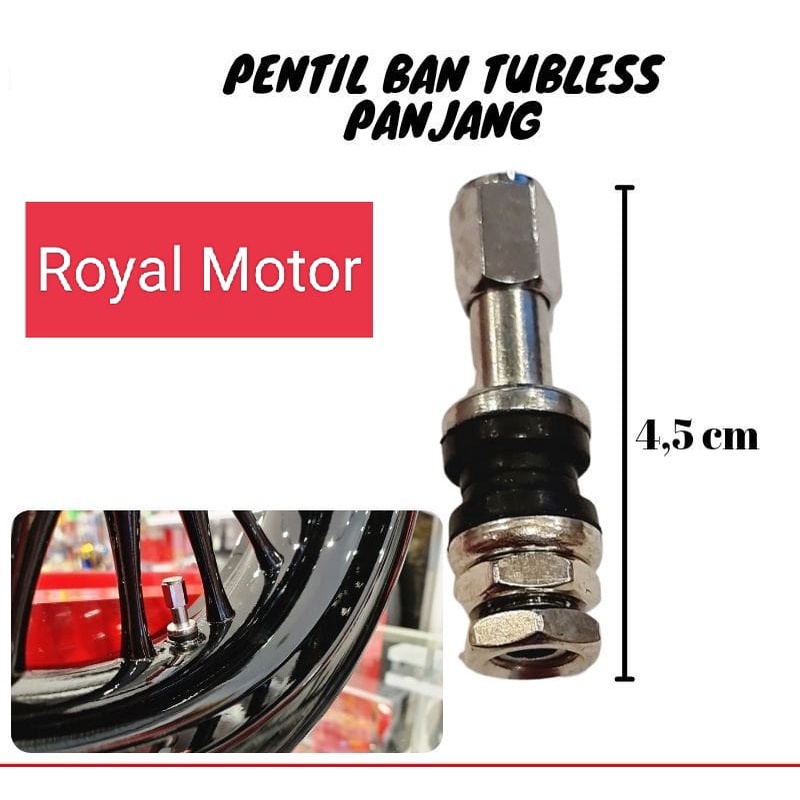 PENTIL TUBLES FULL BESI PANJANG DRAT ULIR DALAM / PENTIL TUBELESS BESI PANJANG 4,5 CM TR43e TUTUP PLASTIK