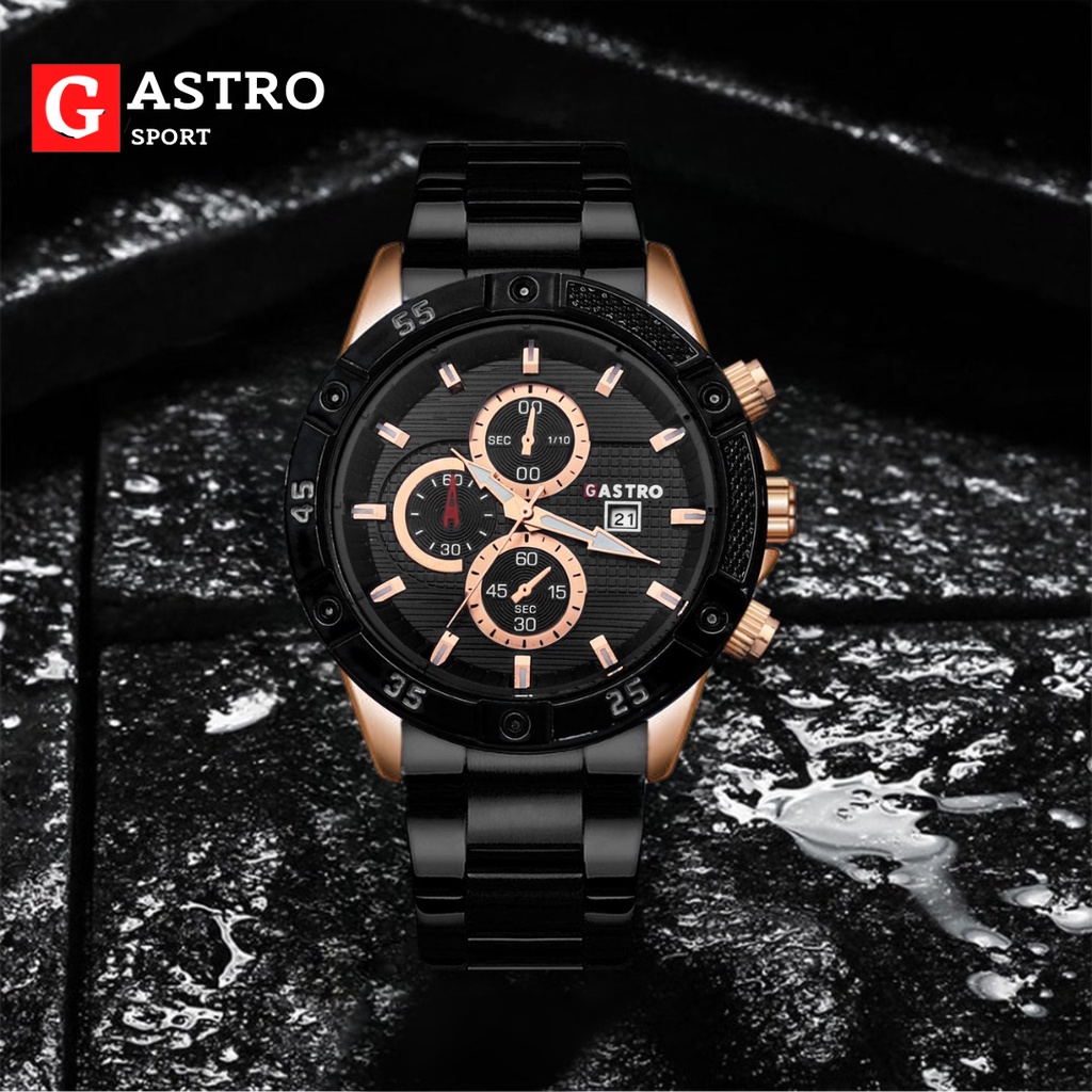 Jam Tangan Pria GASTRO 1595 Original Kuarsa Tali Stainless Steel Calendar Mewah Mode Pria Jam Tangan Cowok Anti Air