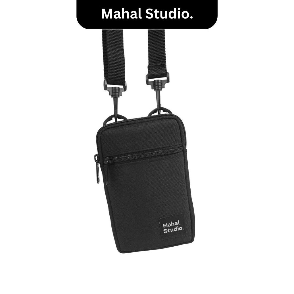 Mahal Studio WELLS Tas Dompet Hp Phone Wallet Kotak Kecil Selempang Pria Simple Ringkas Warna Hitam