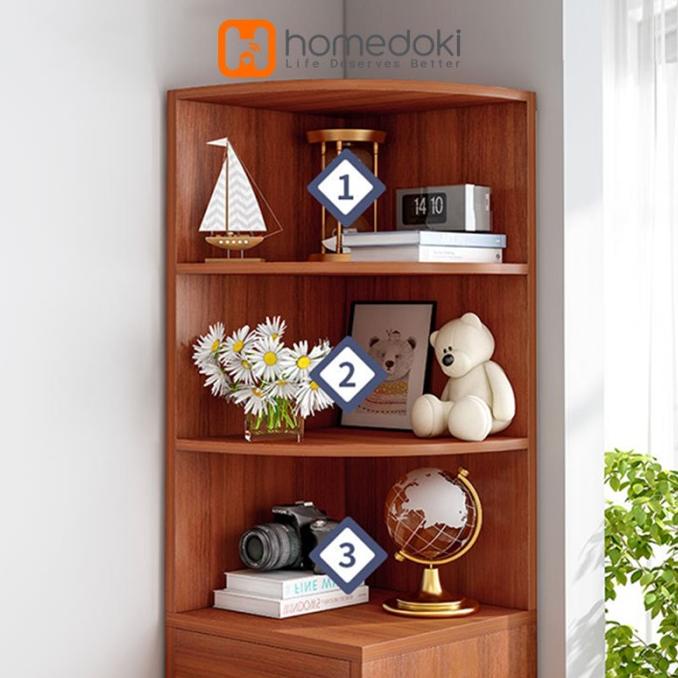 Rak Sudut Besar Rak Minimalis Kayu Serbaguna Rak Buku Multifungsi