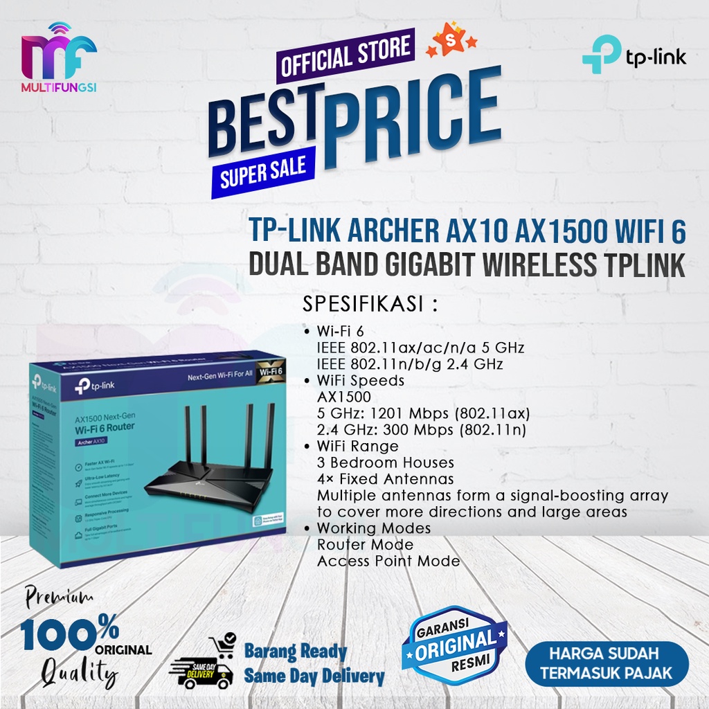 TP-LINK Archer AX10 AX1500 WiFi 6 Dual Band Gigabit Wireless TPLINK