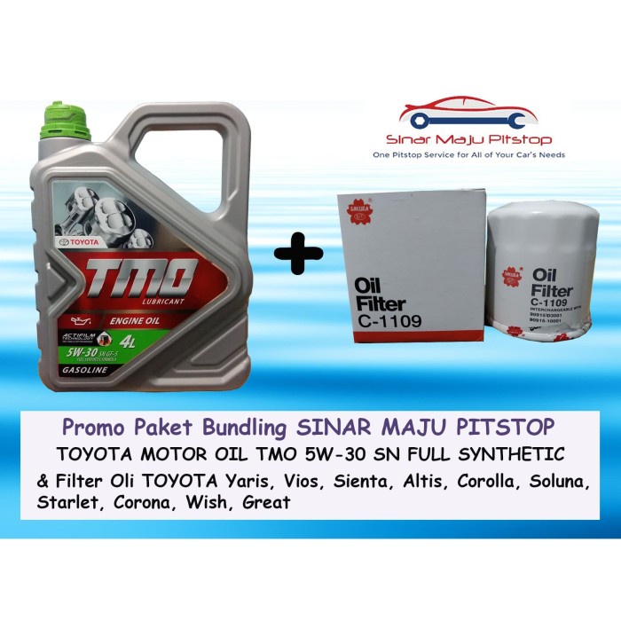 Paket Oli Mobil TMO 5W-30 API SN & Filter Oli TOYOTA SIENTA & ALTIS ORIGINAL