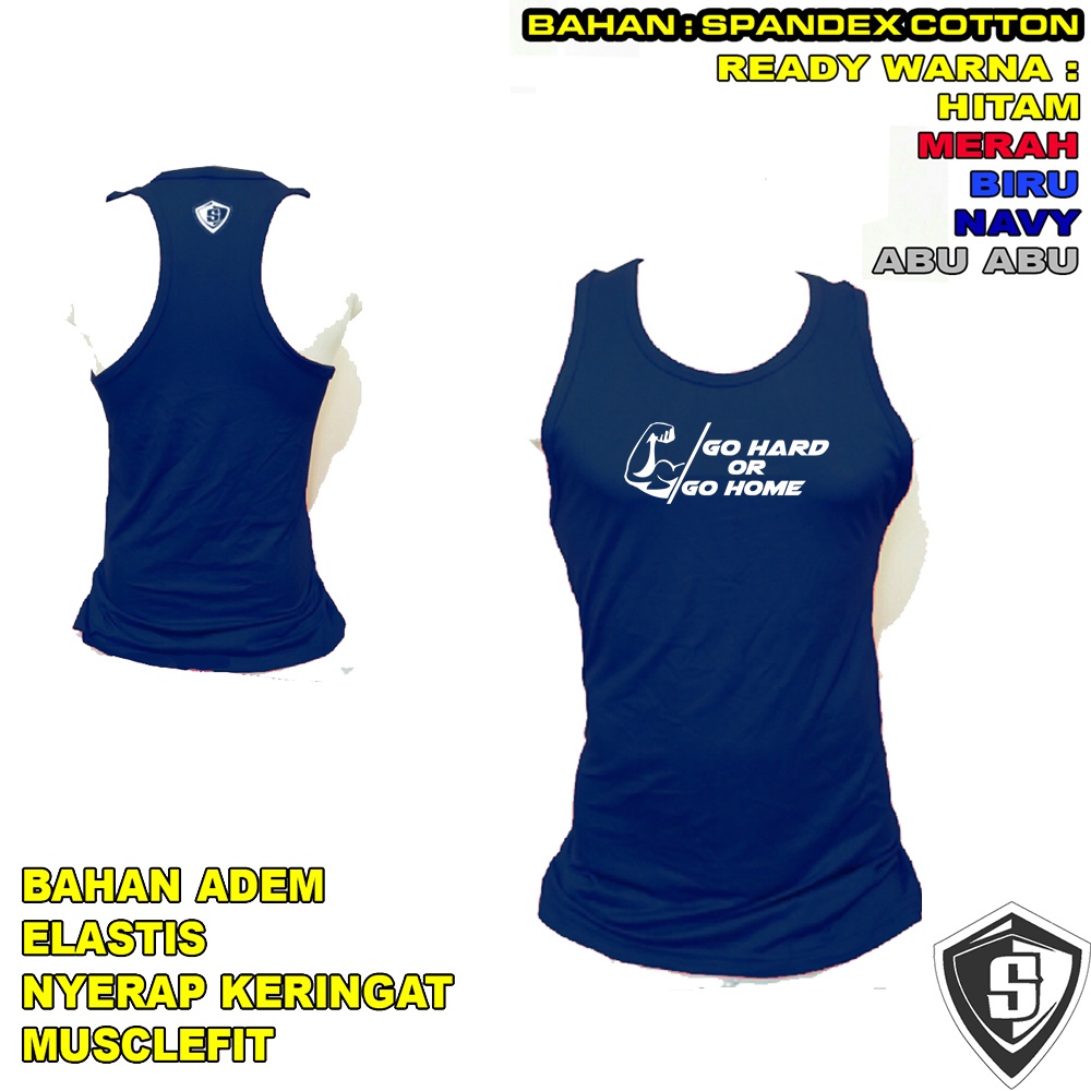 Singlet Slimfit Fitnes Go Hard or Go home musclefit