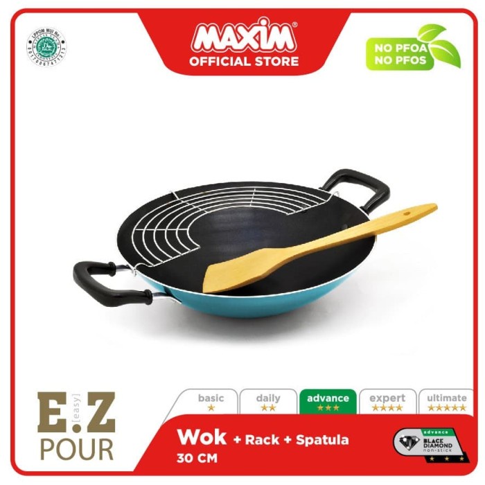 Maxim New EZP Wajan Penggorengan Teflon Anti Lengket 30cm Wok ORIGINAL