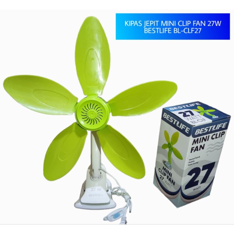 KIPAS ANGIN JEPIT 27 WATT BESTLIFE MINI FAN KIPAS ANGIN DINDING 27watt 5 BALING