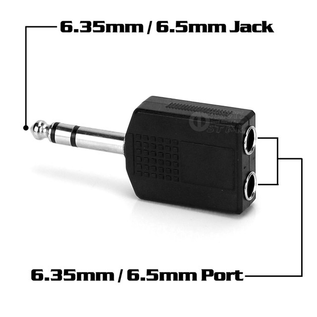 Jek cabang mic Jack T / Y / Sambungan Akai Mono To 2 Female/Cabang Mic 6,5mm 1 pcs