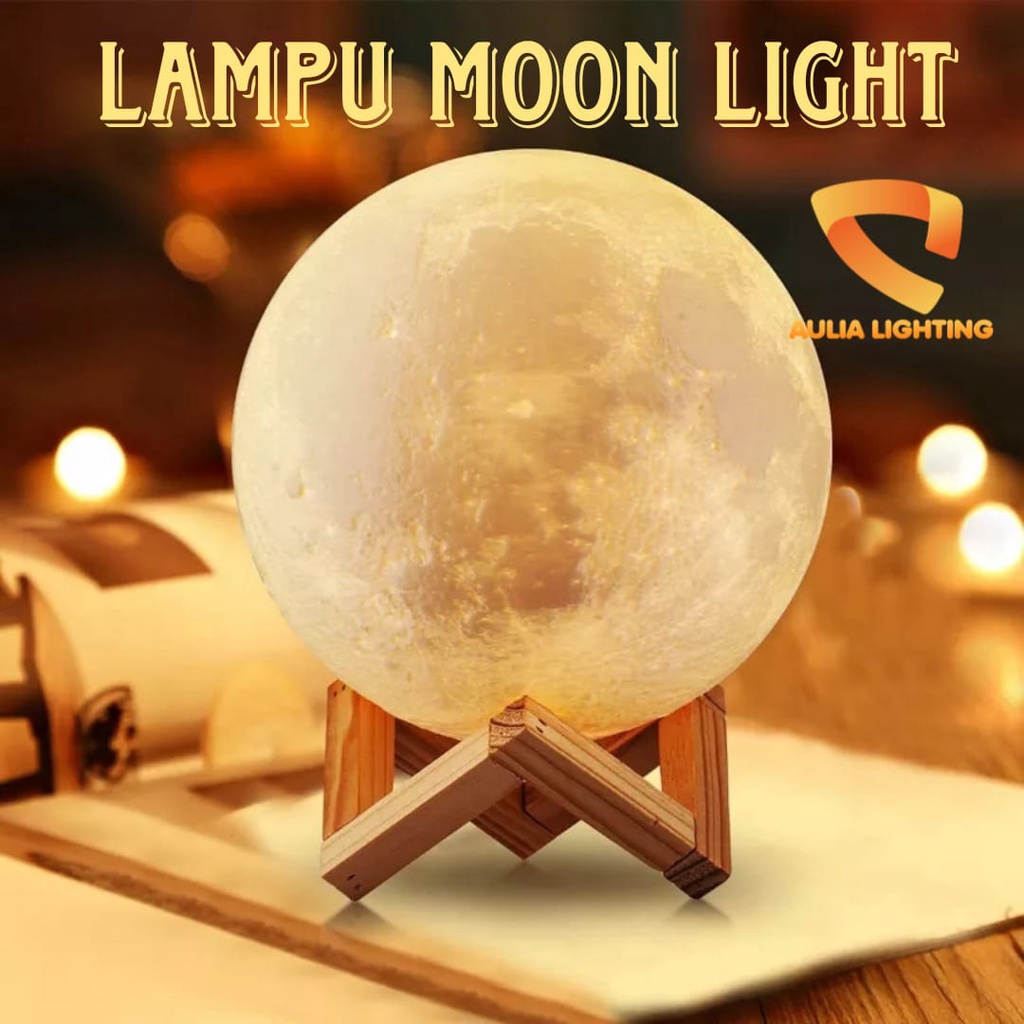 LAMPU TIDUR MALAM LED BULAN MOON LIGHT DEKORASI WARM WHITE 8 / 10 CM  LUCU UNIK HIAS KAMAR TIDUR ANAK AESTETIK KADO