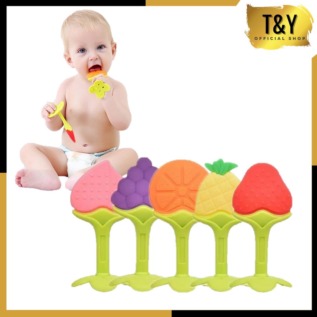 T&amp;Y Teether Bahan Silikon Baby Fruit Teether Gigitan Bayi Teether Gigitan Bentuk Buah Bahan Silikon BPA FREE