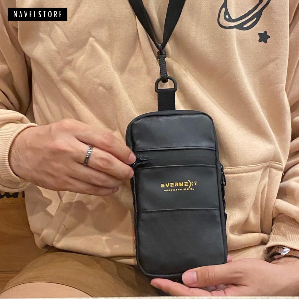 Tas Leher Kalung HP Dompet Kunci Kartu Uang ID Card Waterproof Tas Gantung Pouch Anti Air Unisex Cow