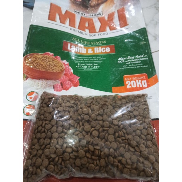 Maxi Dog Lamb &amp; Rice 1kg All Stage |  makanan anjing segala usia best in show maxi dog