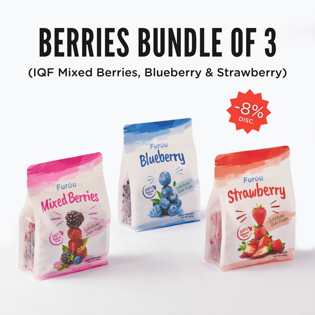 

FUROU Frozen Berries (IQF) | Bundle of 3 | 1350 gram Total