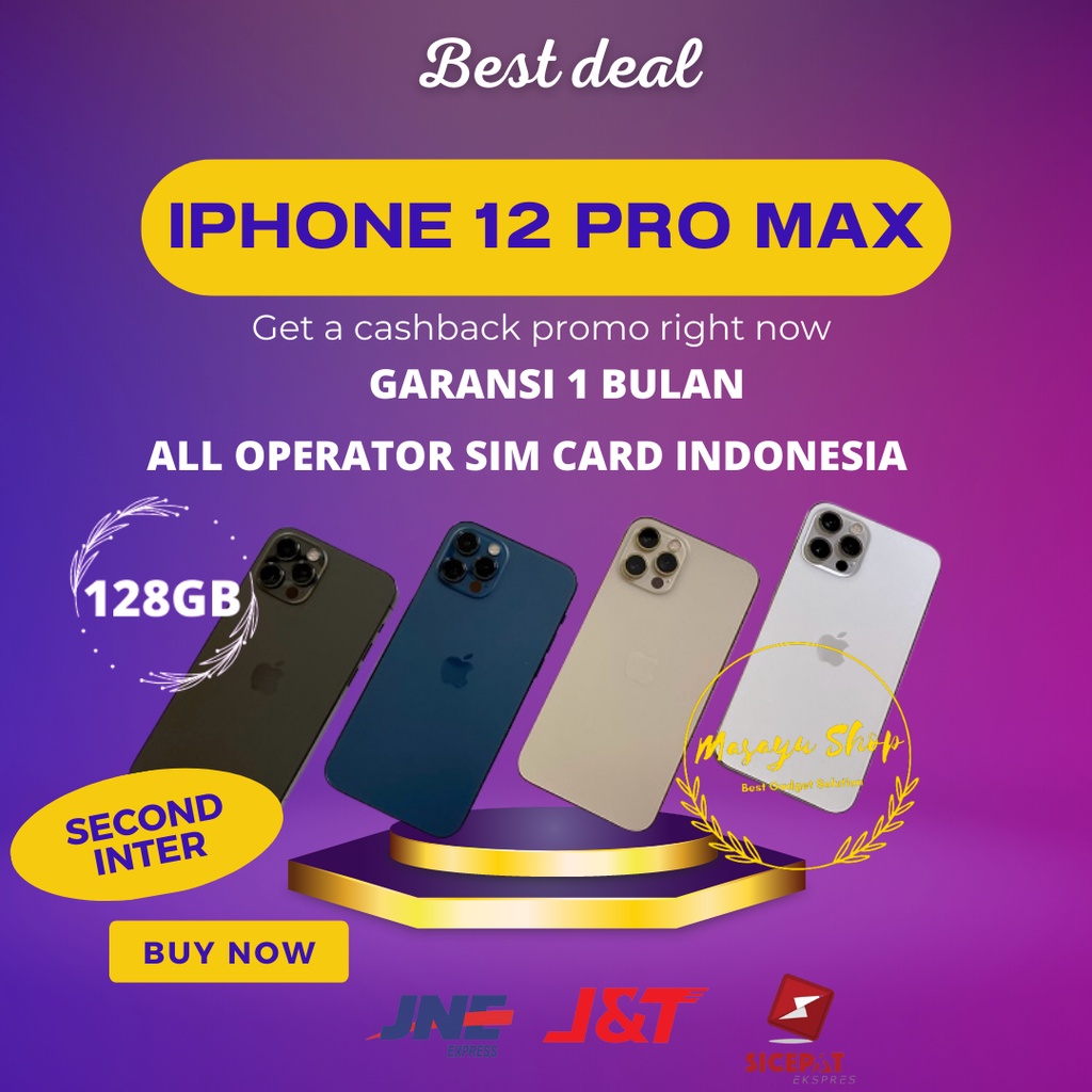IPhone 12 Pro Max 128Gb Ex Inter Second Bekas Original Fullset