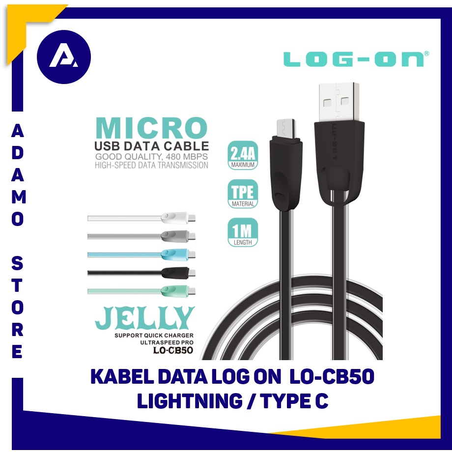 Log on Kabel Jelly Type C / Lightning 2.4A Fast Charging 100cm LO-CB50