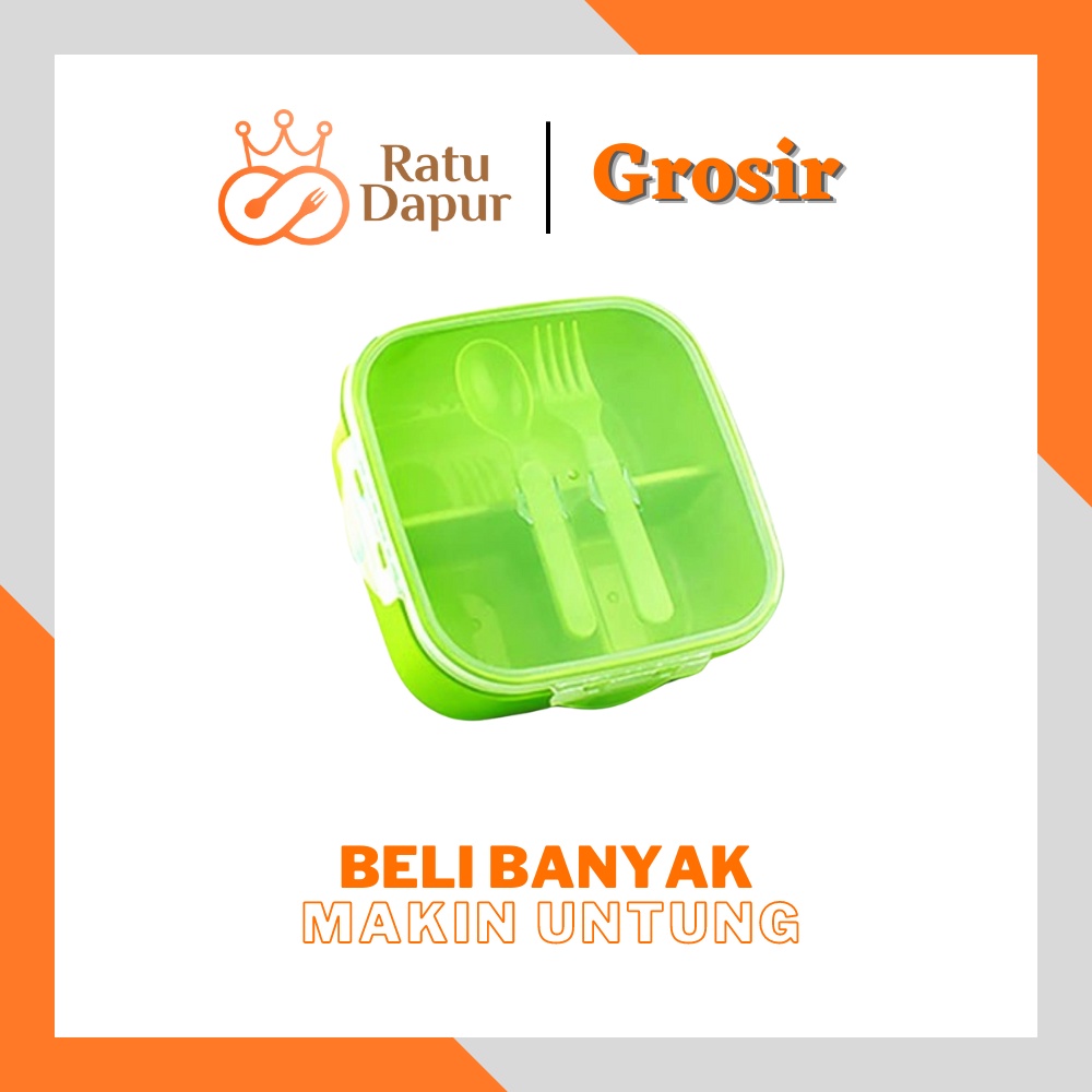 GROSIR Kotak Bekal Golden Sunkist FREE Sendok Garpu TNKS-1132