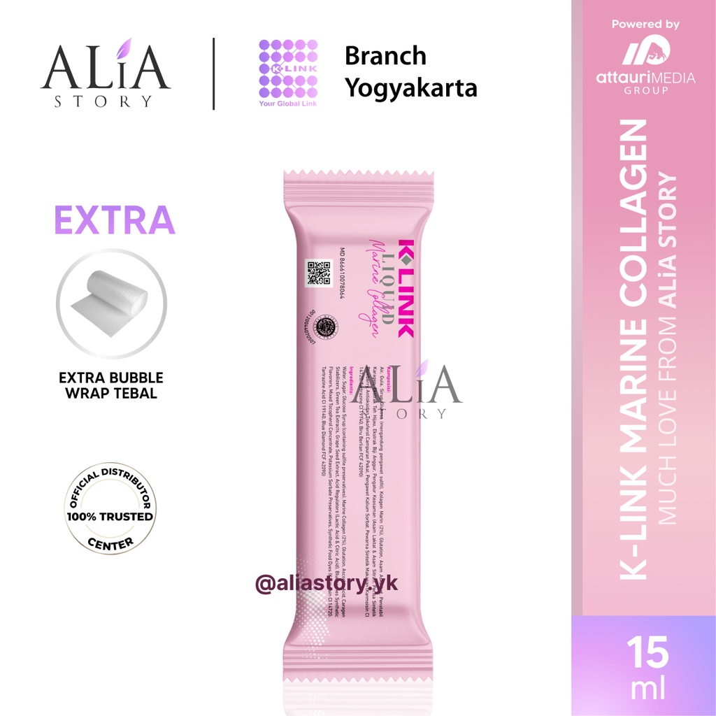 K-Link Liquid Marine Collagen K-Link BPOM HALAL Rasa Blueberry (1 Sachet) Mengenyalkan & Memelihara 