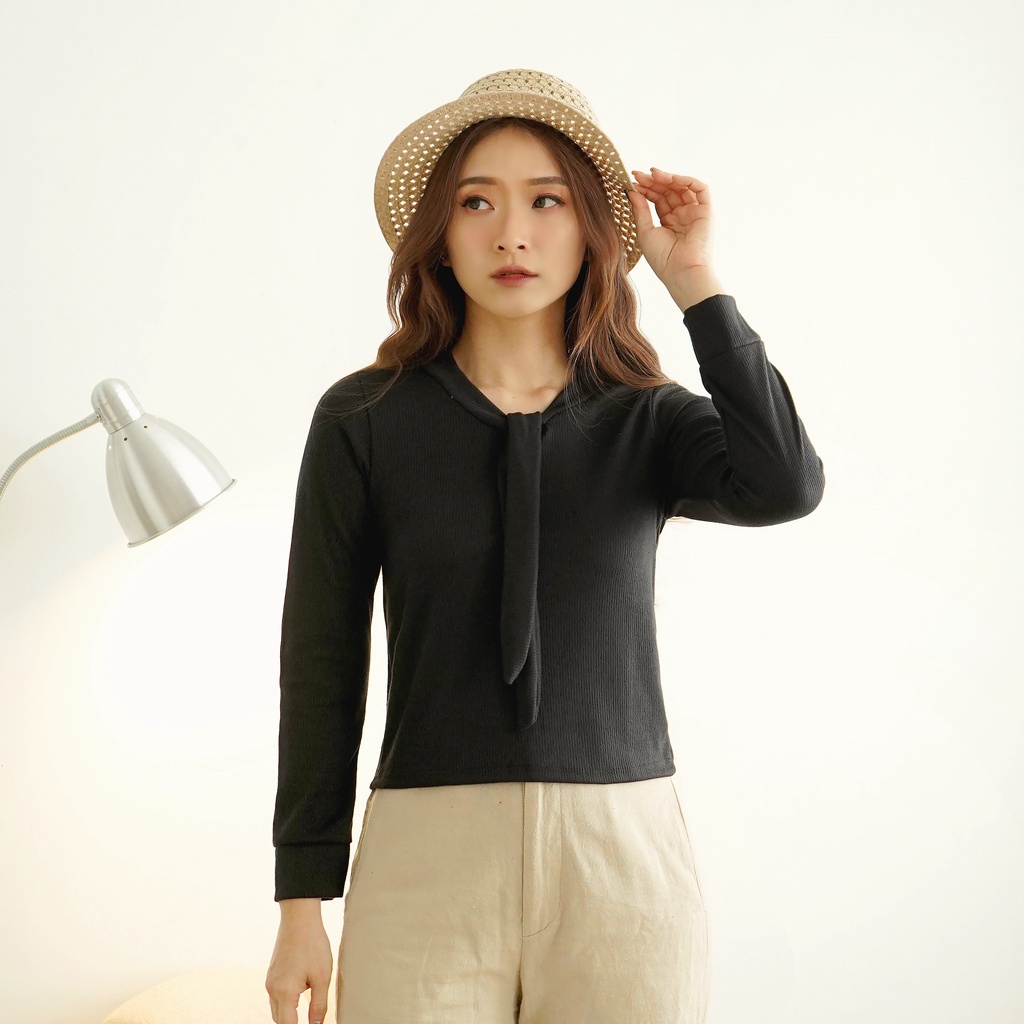 Korean Longsleeve Baju Lengan Panjang Wanita Atasan Rib Knit 249