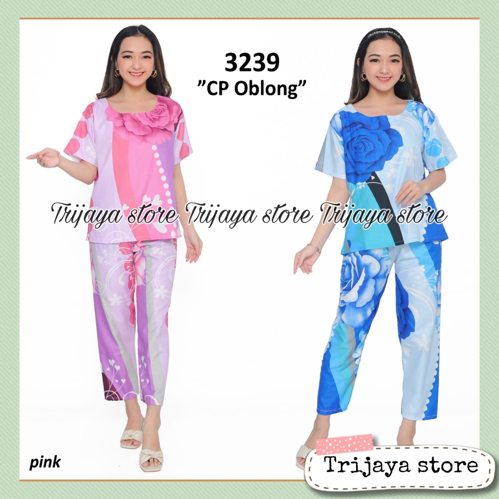 Trijaya . piyama wanita dewasa cp motif bunga sakura new/ one set piyama celana panjang katun eropa