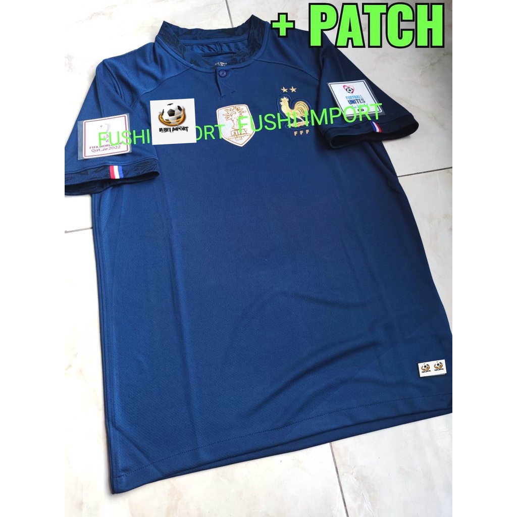 Jersey Baju Bola Perancis Home Full Patch World Cup Piala Dunia 2022 France Grade Ori