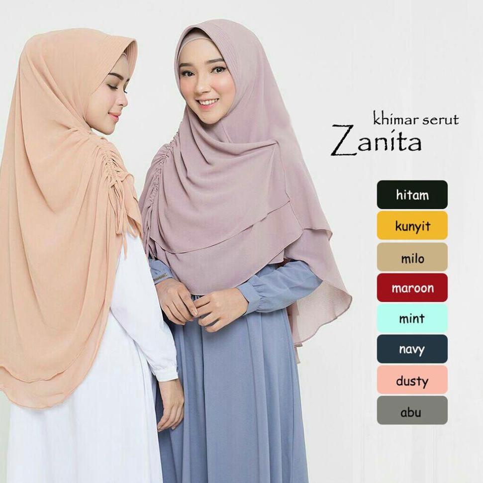 HARGA SPESIAL KHIMAR KERUT ZANITA / BERGO INSTAN / JILBAB SYARI / MURAH WANITA