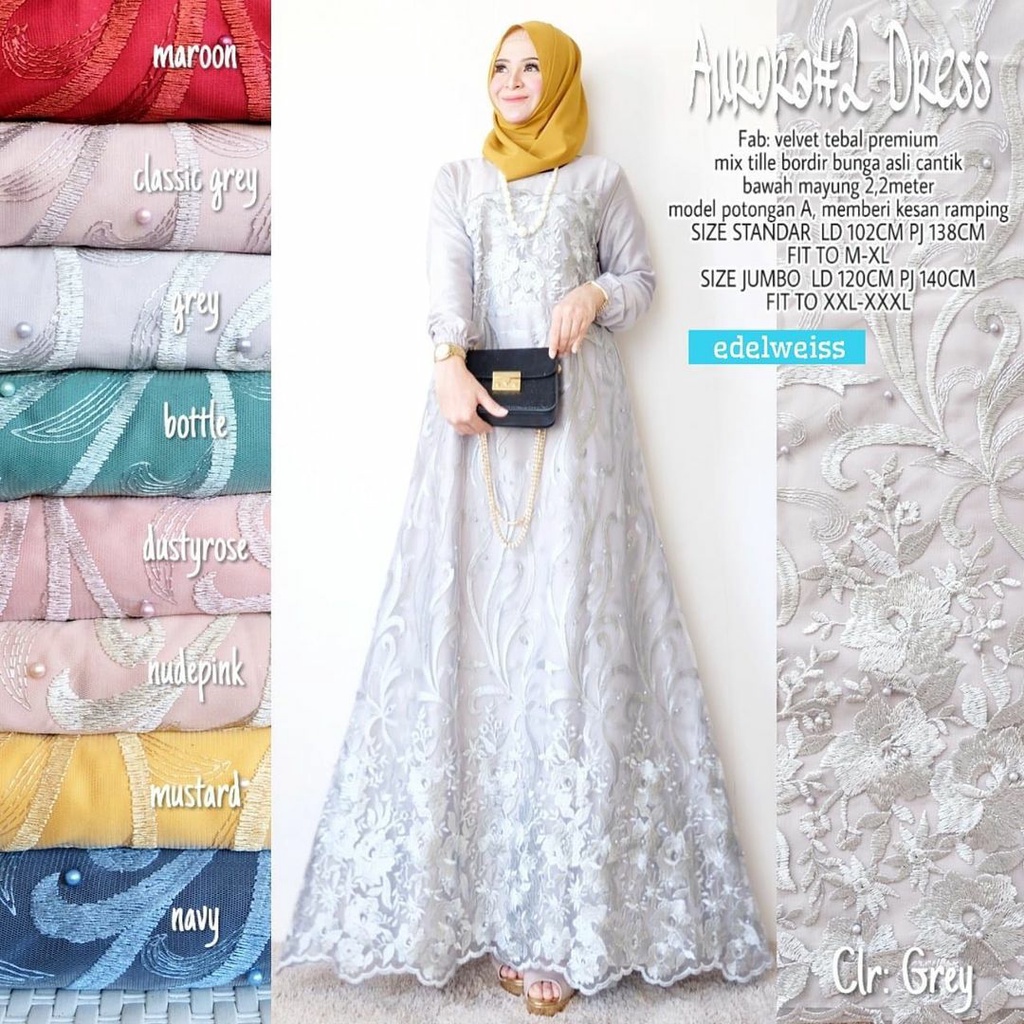 Gamis Muslimah Farasya #2 Dress Gamis Kondangan Jumbo xxxl Ld 130cm Gamis Brukat Jumbo Gamis Lebaran Terbaru Dress Muslimah Gaun Pesta Gamis Seragam Pernikahan Outfit Bridesmaid Dress Code Kondangan Warna Putih Greentea Rose Gold Navy Maroon Mocca Late