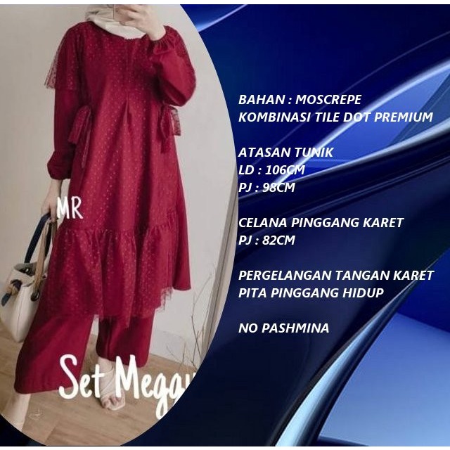 Setelan Celana Wanita Stelan Tunik Brukat Brokat Tile Pesta Modern