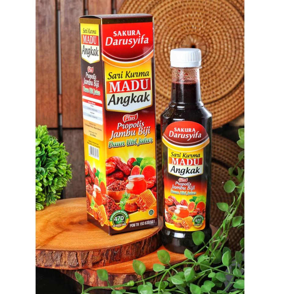 

✱ Sari Kurma Angkak Plus Propolis Jambu Biji Daun Ubi Jalar isi 470 gram - Sakura Darusyifa ✳