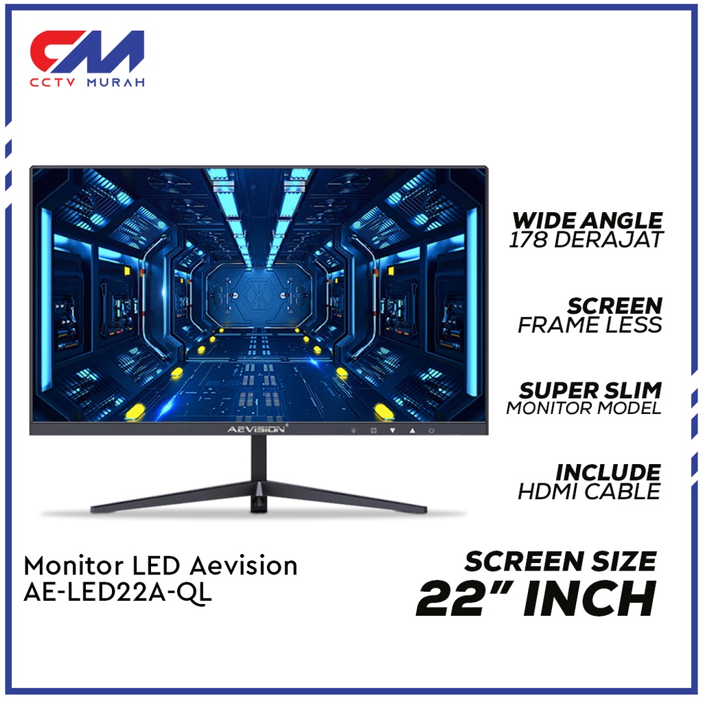 Monitor Gaming LED Aevision Aeriz Series 22 INCH, Amoled Panel 75HZ, Full HD