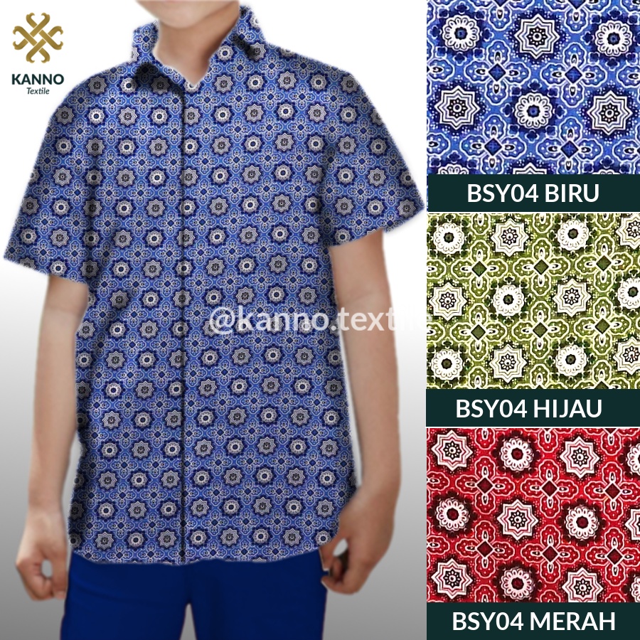 KAIN BATIK SERAGAM SEKOLAH SD SMP SMA BAHAN BSY SANWOS BSY04 WARNA HIJAU/MERAH/BIRU